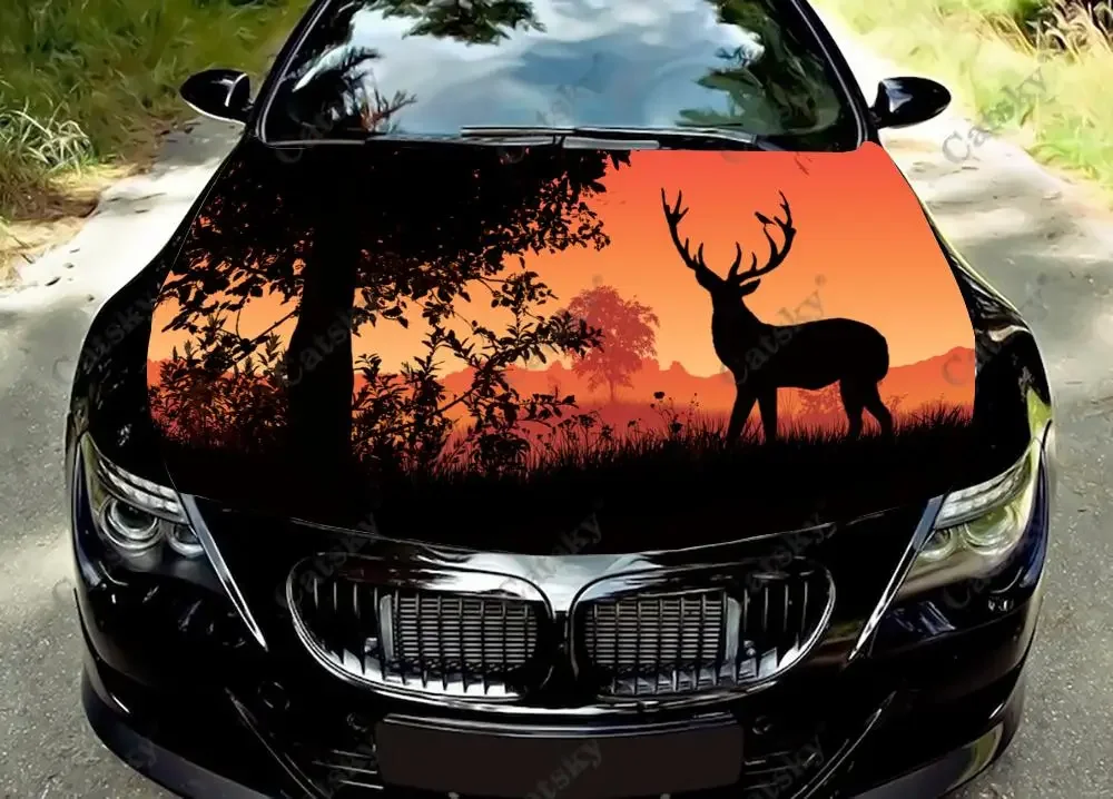 Animal Deers Car hood sticker painting self-adhesive universal car film modified hood protection decal