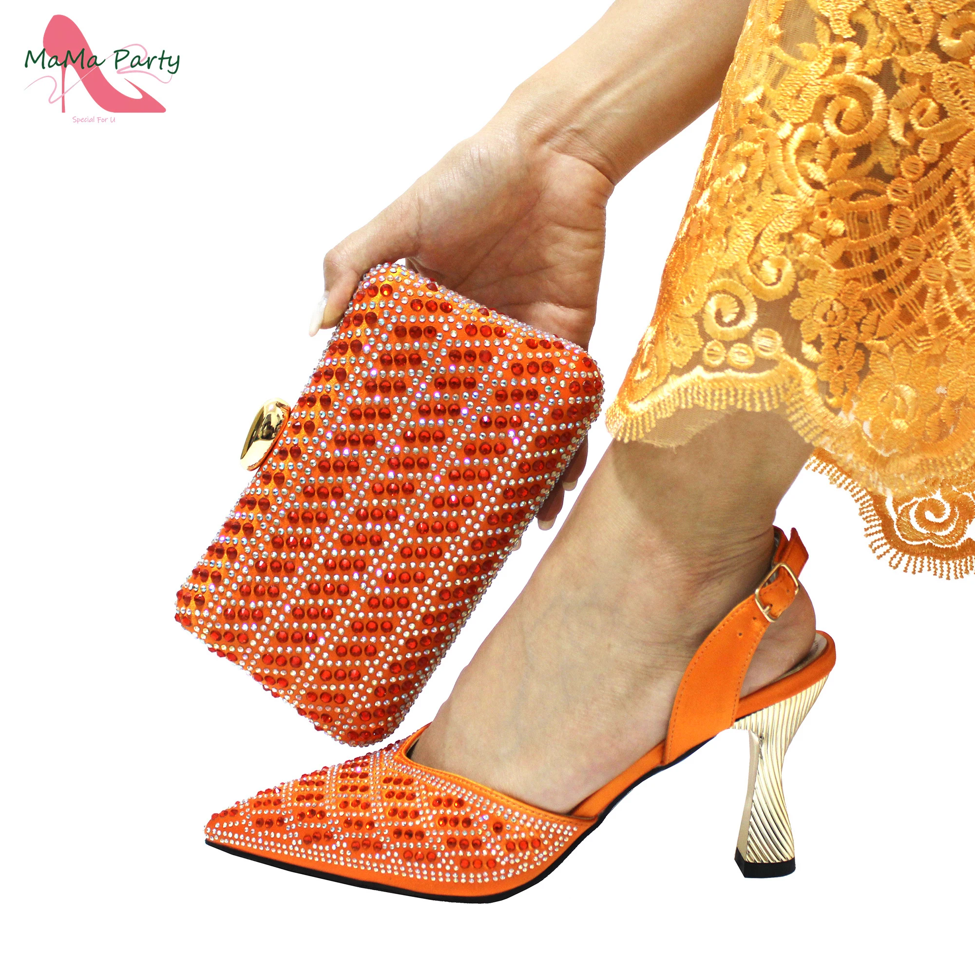 

2024 Newest Italian Design African Shoes and Bag to Match INS Hot Sale Super High Heels Mature Ladies Pumps for Wedding