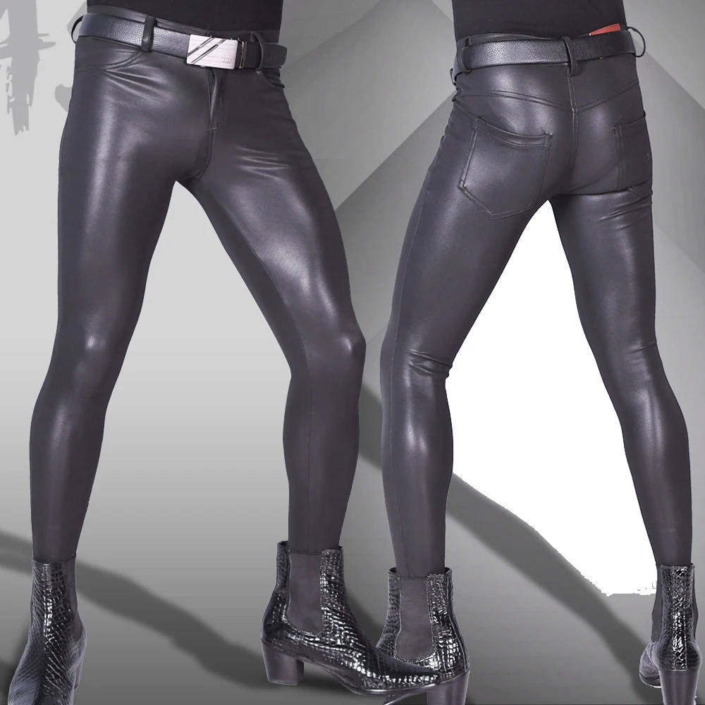 

High Elastic Skinny Jeans Style PU Faux Leather Feet Pants Leggings Casual Ballet Tight Pantyhose Pencil Trousers Leatherette