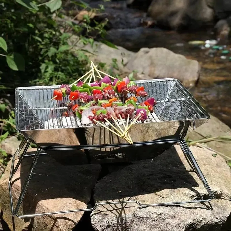 Portable Foldable Stainless Steel Outdoor Grill Medium Size for Picnic Camping BBQ