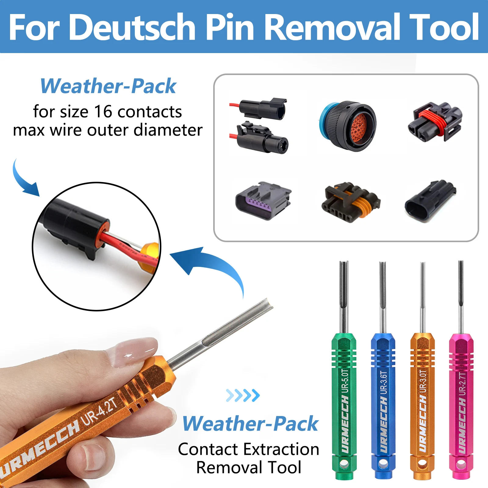 6PCS Car Terminal Removal Tool Kit For Deutsch Connector Deutsch DT,DTM,DTP Series Plug Extractor Puller Release Wire Harness