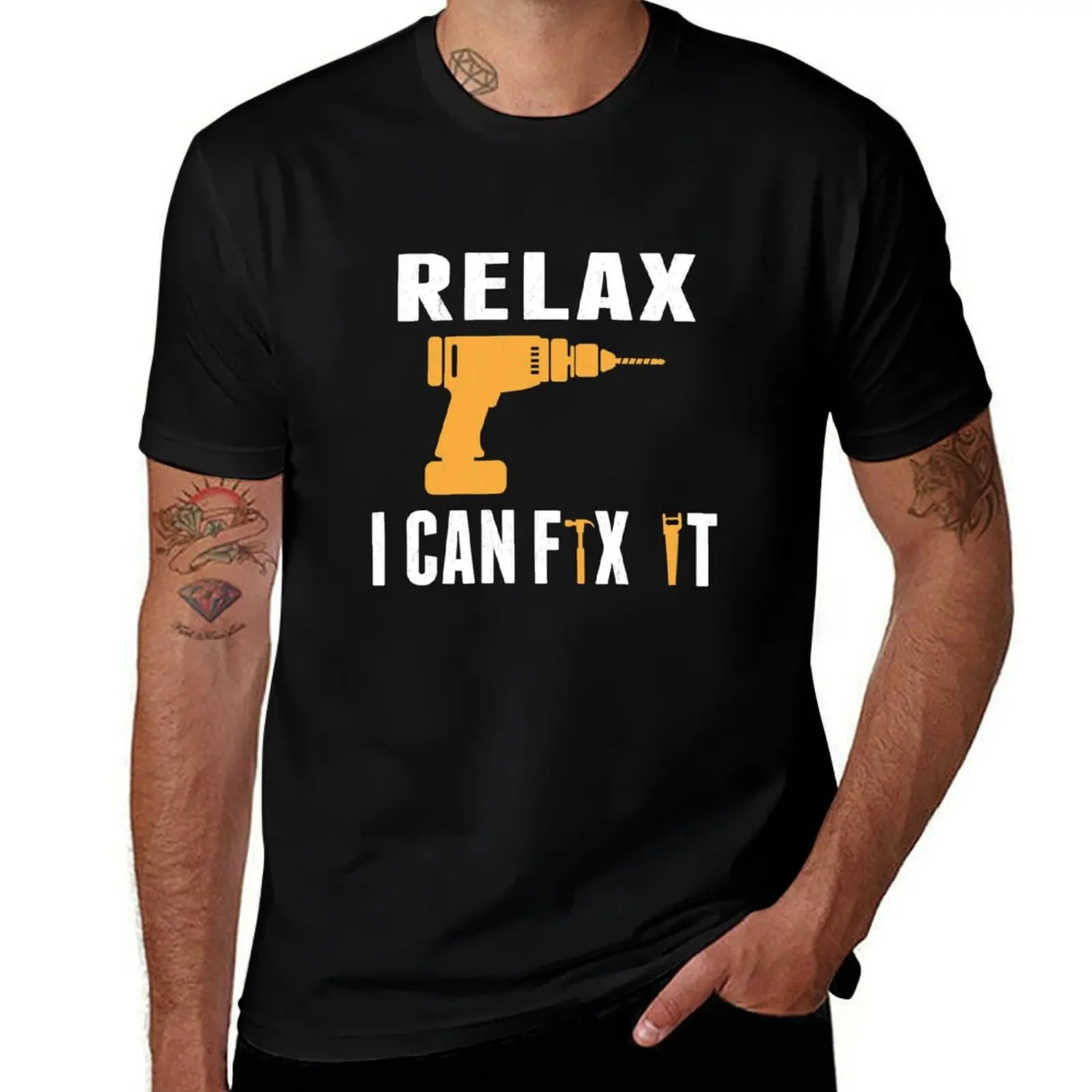 Relax I Can Fix It, Papa, Grandpa, Dad CarpenterBest gifts from Son, Daughter T-Shirt Festival Short Sleeve T-Shirt