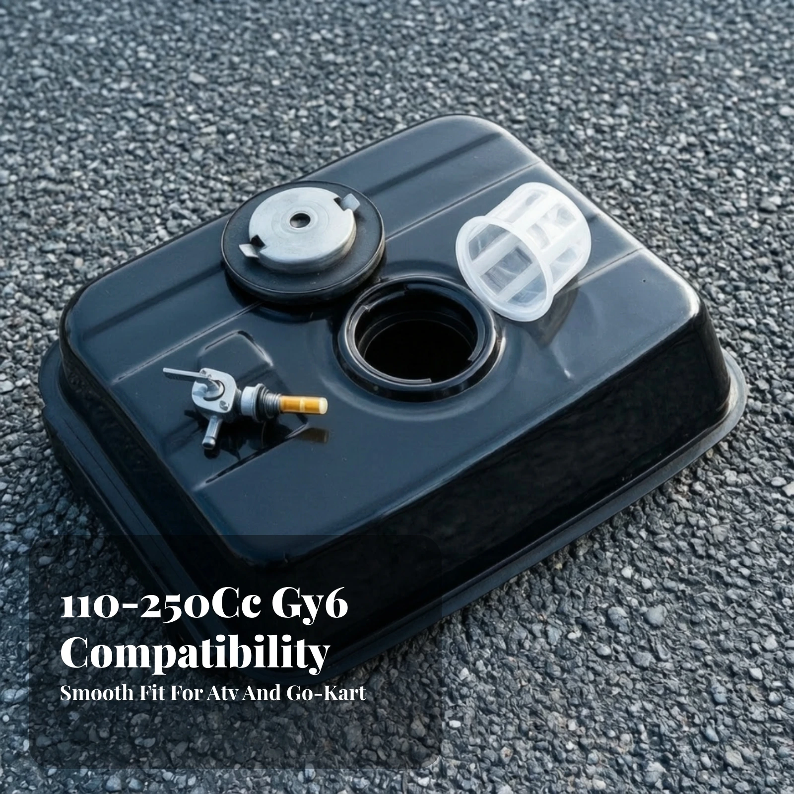 ATV Fuel Tank with Cap Rectangular Four-Wheeler Tank with Cap Compact Sturdy for DIYers, Go-Kart, Sand off-Road Cart