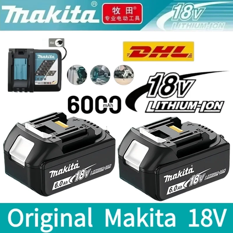 100% Genuine Makita 18V 6.0Ah Battery BL1860 BL1850 BL1840 LXT Li-Ion Battery for DDF487 and Other 18V Cordless Screwdriver Tool