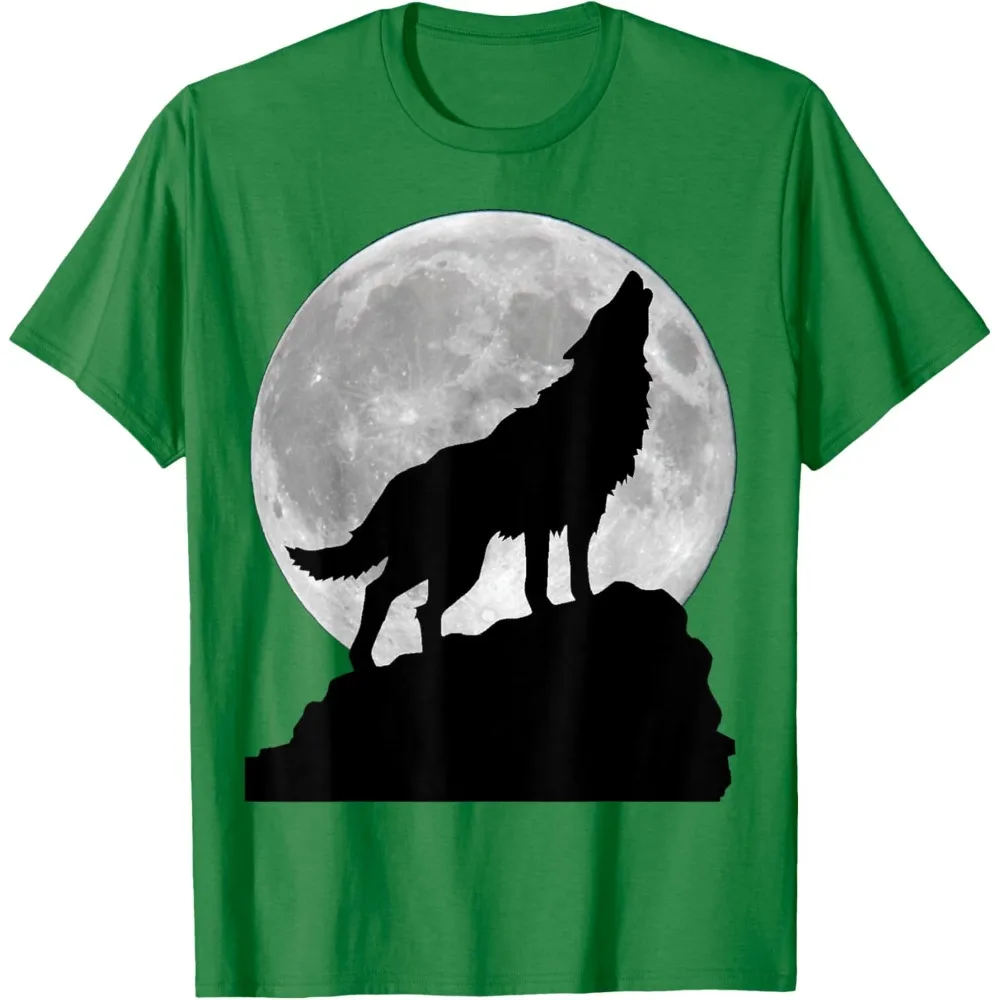 2025 ضوء القمر عواء الذئب صورة ظلية تي شيرت الأسرة القطن المحملة التخييم مهرجان في الهواء الطلق الصيف الجرافيك تي شيرت الرجال الملابس