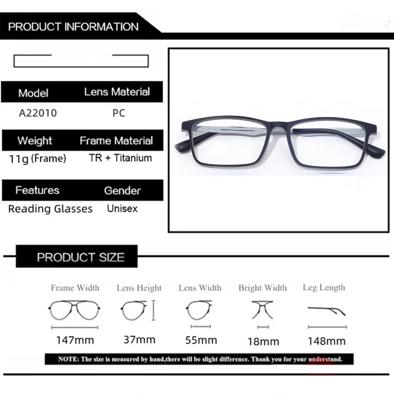 الرجعية أسود رمادي إطار مربع نظارات رجال الأعمال المطاط التيتانيوم مكافحة الضوء الأزرق نظارات للقراءة الديوبتر + 100 + 150 + 200 + 300