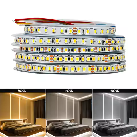5M SMD 2835 CCT LED Strip Lights 8mm 3Pin High Density Flexible Dimmable Led Tape 2700K to 6500K Changeable Lighting DC12V DC24V