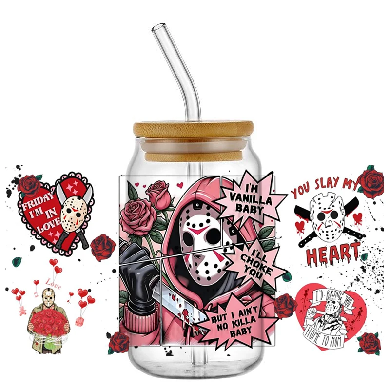 Miniso Halloween Cute Villains Series Cartoon UV DTF Cup Wrap For 16oz Libbey Coffee Glass Can Cup uvdtf Wrap Car Sticker DIY