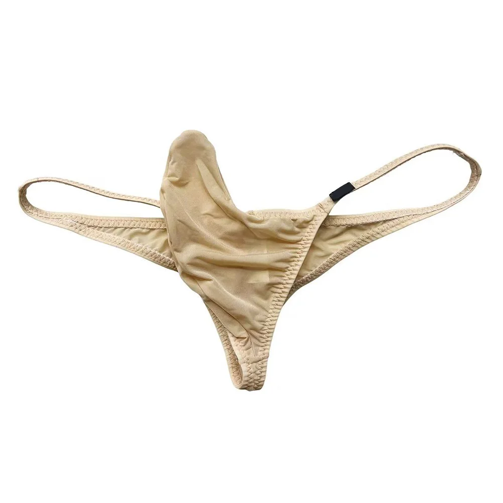 

Men Thin Ice Silk Bikini Sexy Accessories Underwear Bulge Pouch Lingeries For Man G-String Solid Low Waist Thongs Men's Panties