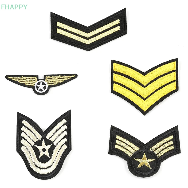 Flying Jacket Badge Golden Wings  Hook Loop Patch Mini Eagle Morale Emblem Chest Cloth Sticker for Men Suit DIY