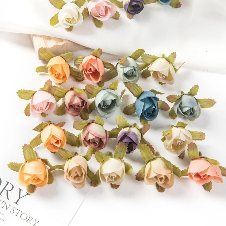 50/100PCS MINI Silk Rose Artificial Flowers Christmas Garlan
