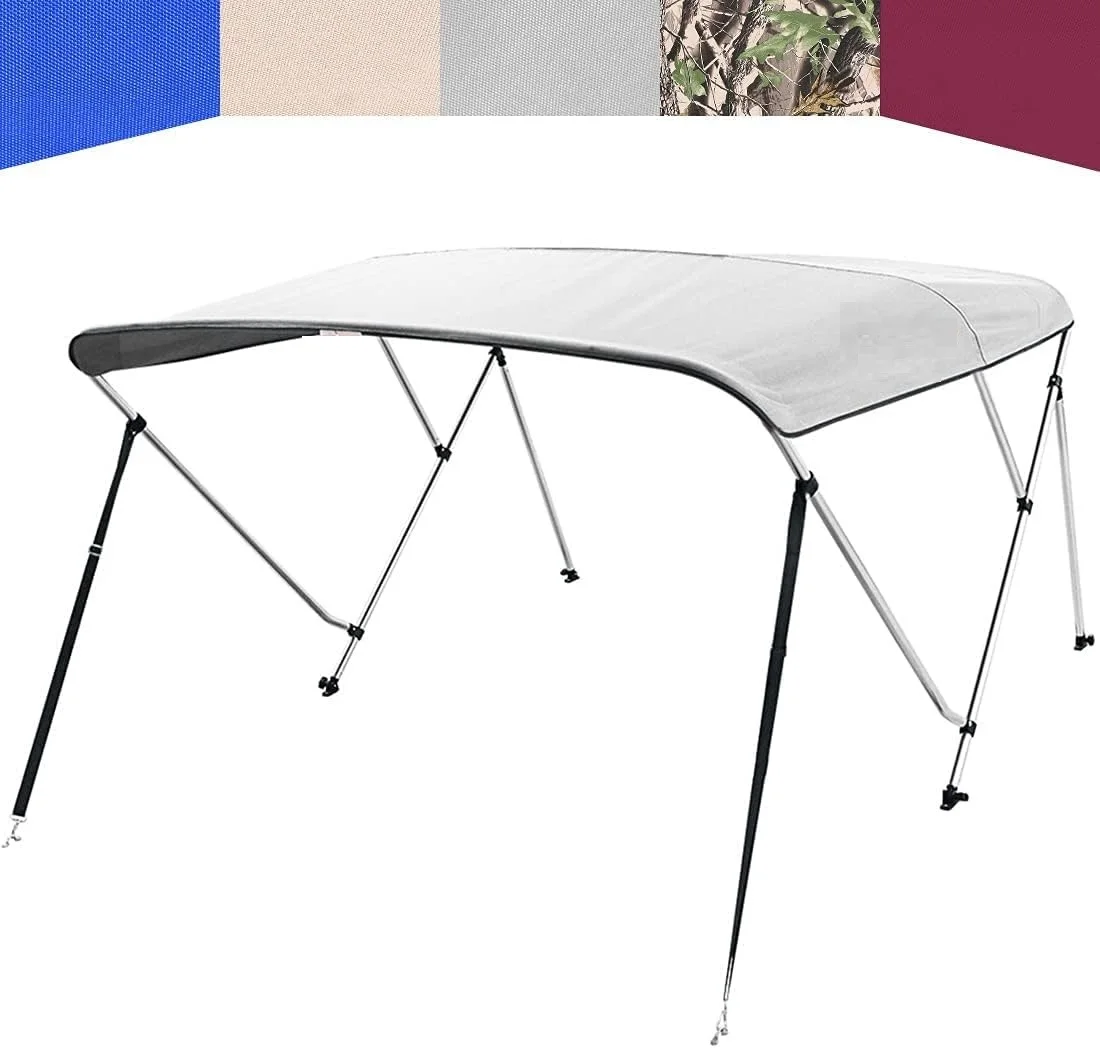 

Waterproof 3 Bow Bimini Top Sun Shade Boat Canopy With Rear Support Poles And Storage Boot