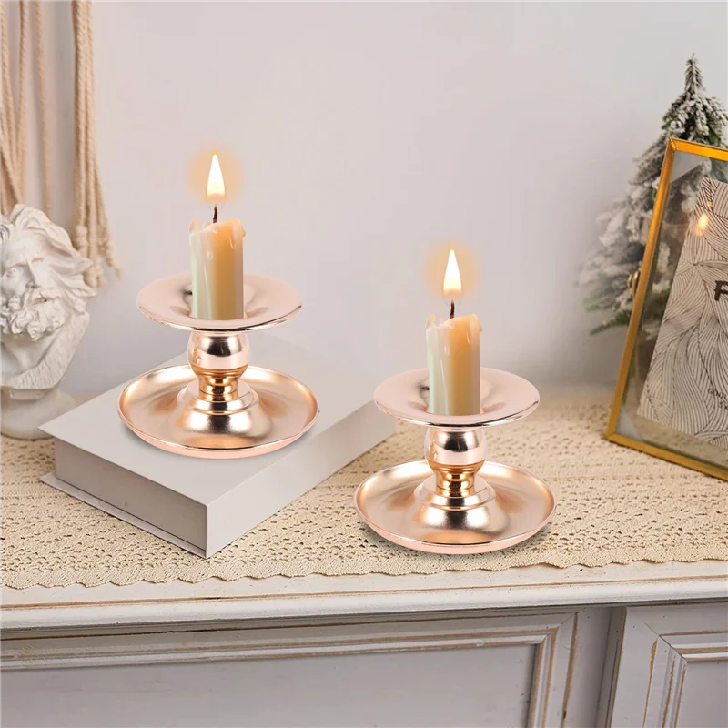 L65A-2Pcs Metal Candle Holders For Christmas Candle Holders For Dining Tables, Wedding Showcases And Fireplaces Home Decor
