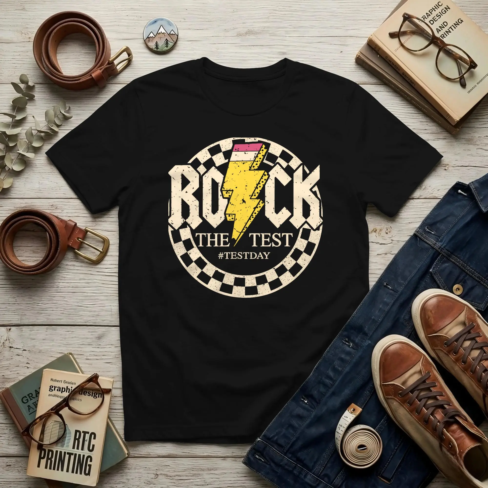 Staar State Testing Day Rock The Test ABCD Men T Shirt Test Humor Tee Shirt Short Sleeve Crewneck Cotton Birthday Present
