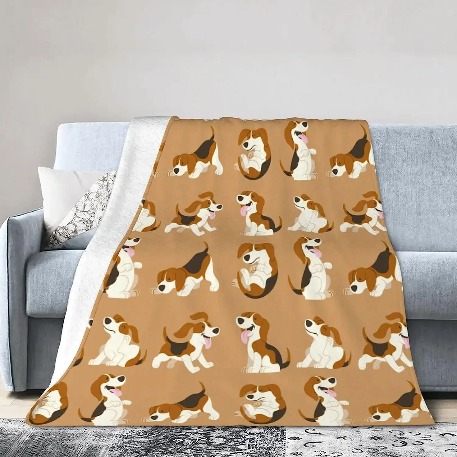 Beagle Dog Cartoon Flannel Fleece Bed Blanket Throw Blanket Lightweight Cozy Plush Blanket for Bedroom Living Rooms Sofa