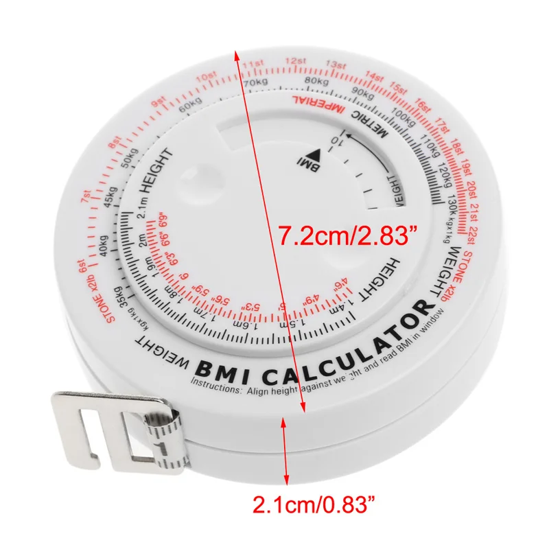 BMI Body Mass Index Retractable Tape 150cm Measure Calculator Diet Weight Loss Drop Shipping