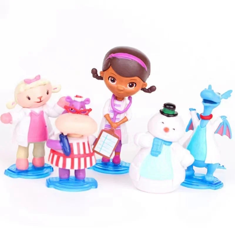 5 sztuk/partia 7cm Doc Mcstuffins figurki lekarz Lambie owce duszny smok Hallie Hippo Chilly Snowman klocki do gry w domu