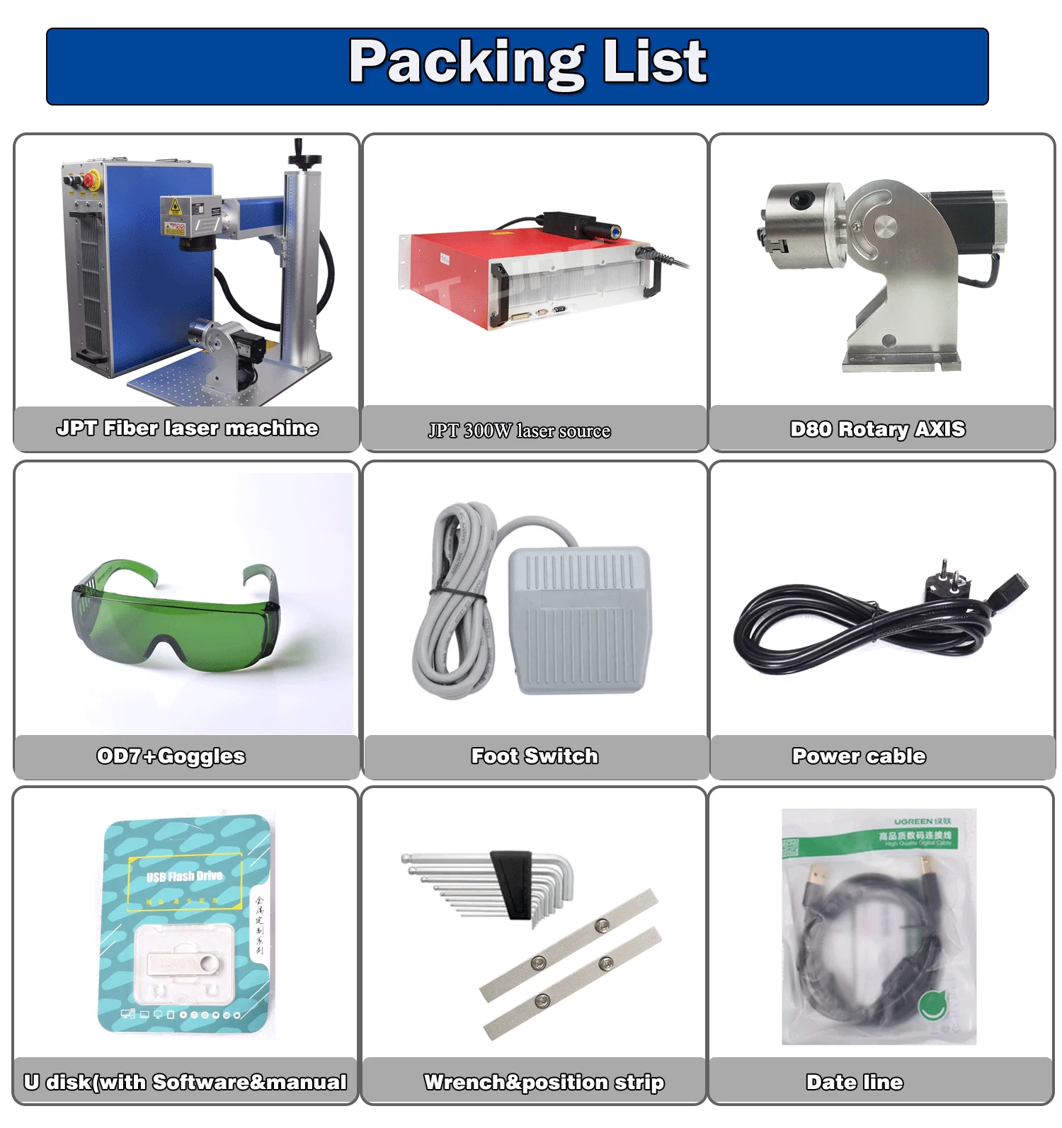 ماكينة الحفر بالليزر من الألياف JPT MOPA 300 وات، علامات القطع العميق على حلقة المجوهرات الذهبية والفضية المعدنية، وضع العلامات البصرية