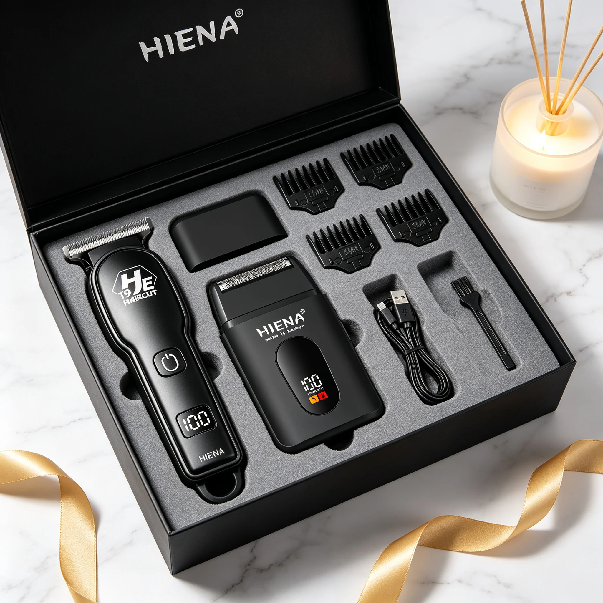 Oil Head Hair Clippers Set Men Professional Cordless Bread Trimmer LED Digital Display Haircut Machine For Father Boyfriend