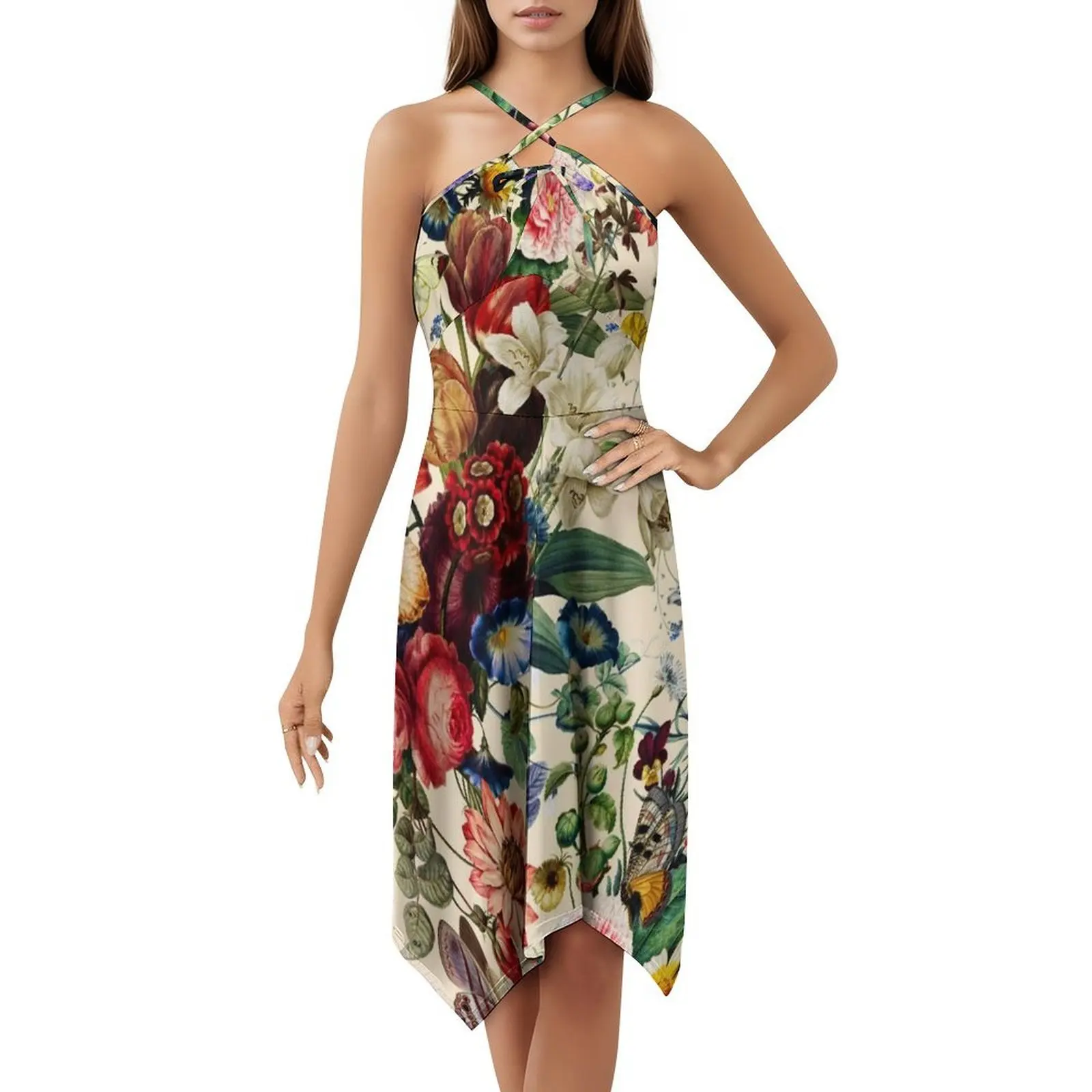 فستان قصير على طراز Flower Garden Serenade Preppy للنساء على شكل حرف a فضفاض مناسب فستان يوم غير رسمي لحديقة الزهور ملون #5