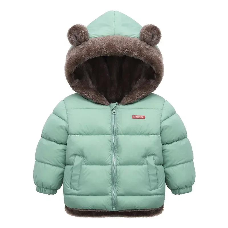 Baby Boys Girls Jacket Hooded Cotton Outerwear Children\'s Thick Fleece Coat Cashmere Padded Jackets Winter Boys Girls Warm Coats