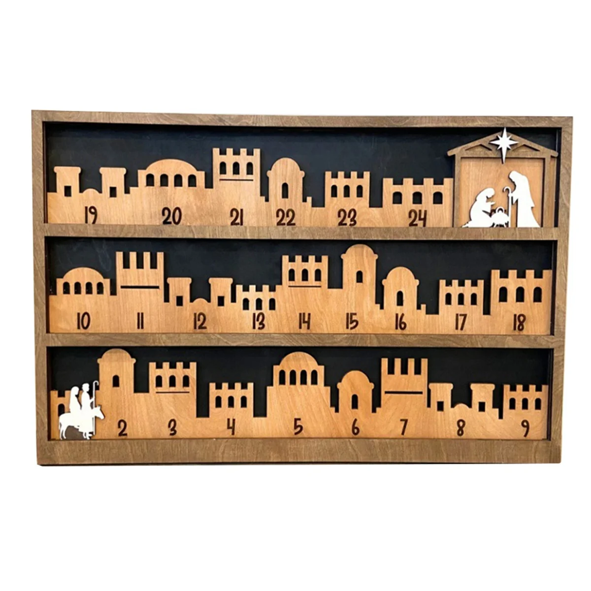 ABMO Advent Calendar for the Birth of Jesus, Countdown to Jesus, Wooden Advent Calendar, Christmas Holiday Advent Calendar