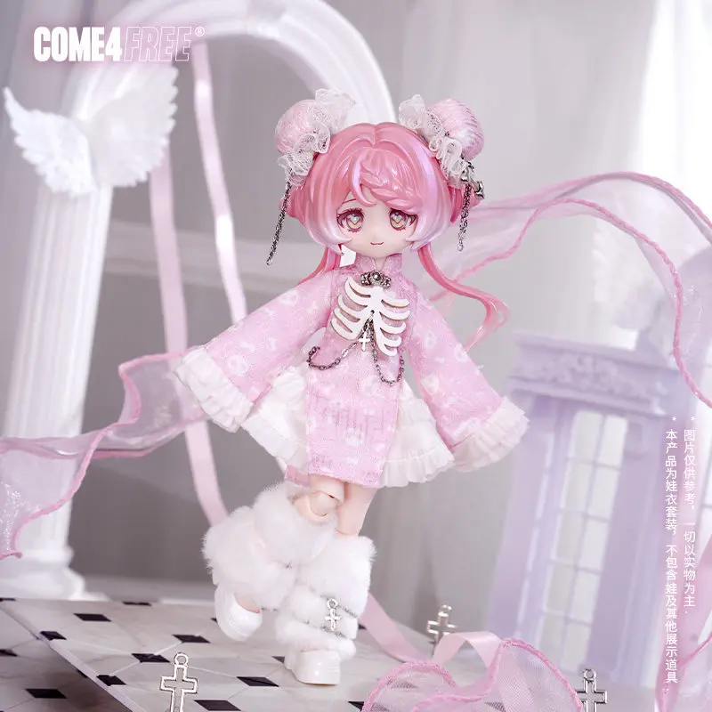 Roupa de Boneca BJD OB11 Estilo Chinês COME4FREE - Cheongsam Rosa com 40% de Inibição de Doçura para Bonecas BJD OB11 1/12 - Acessórios