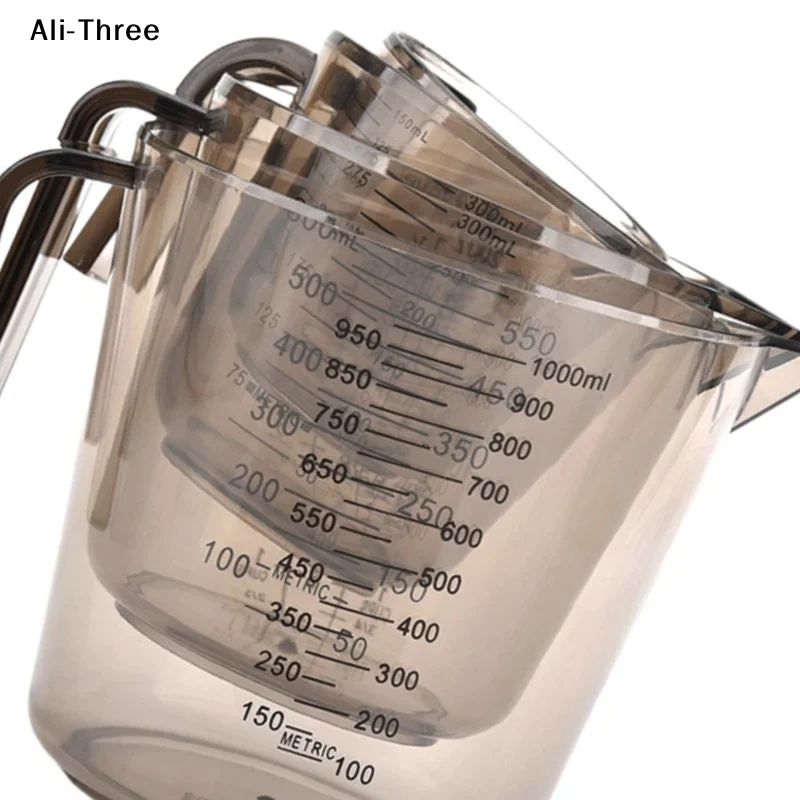 Copo Medidor de Líquidos para Cozinha, Copo de Plástico com Escala, Ferramentas de Cozinha para Assar, 150/300/600/1000ml