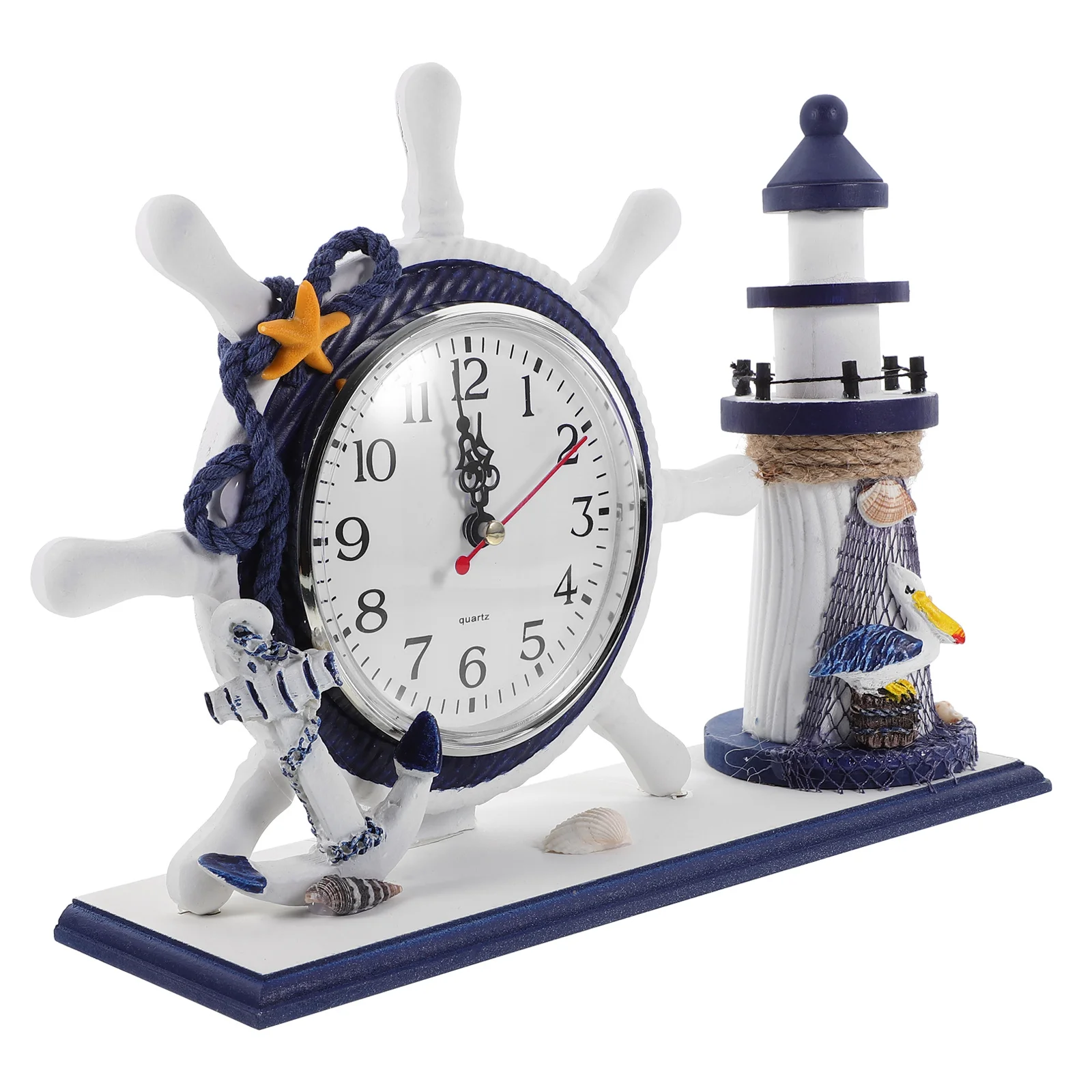 

Decorate Mediterranean Clock Student Decoration Wall Clocks for Home Bamboo Nautical Ocean Ornament