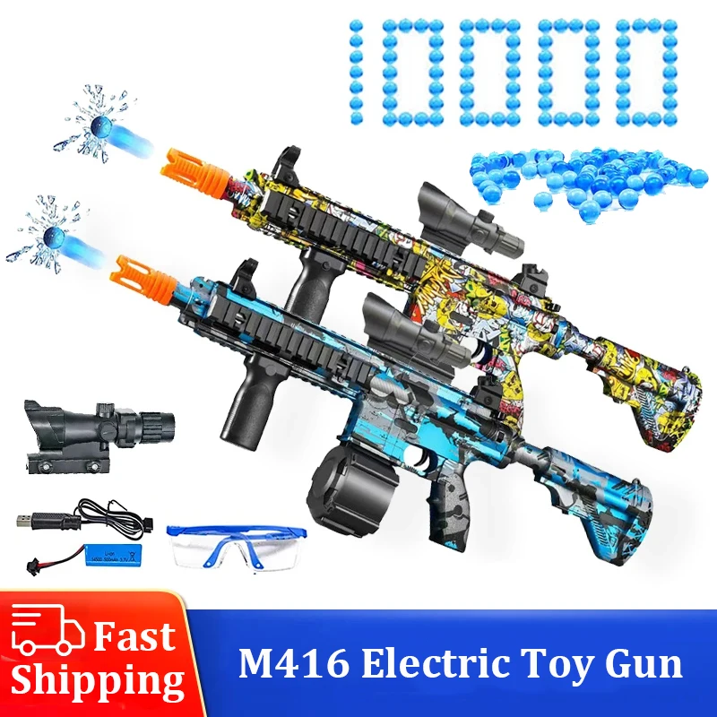 M416 Electric Water Beads Gun Airsoft Splatter Ball Gel Toys Paintball Pistol Weapon CS Fighting Outdoor Game for Children Gift