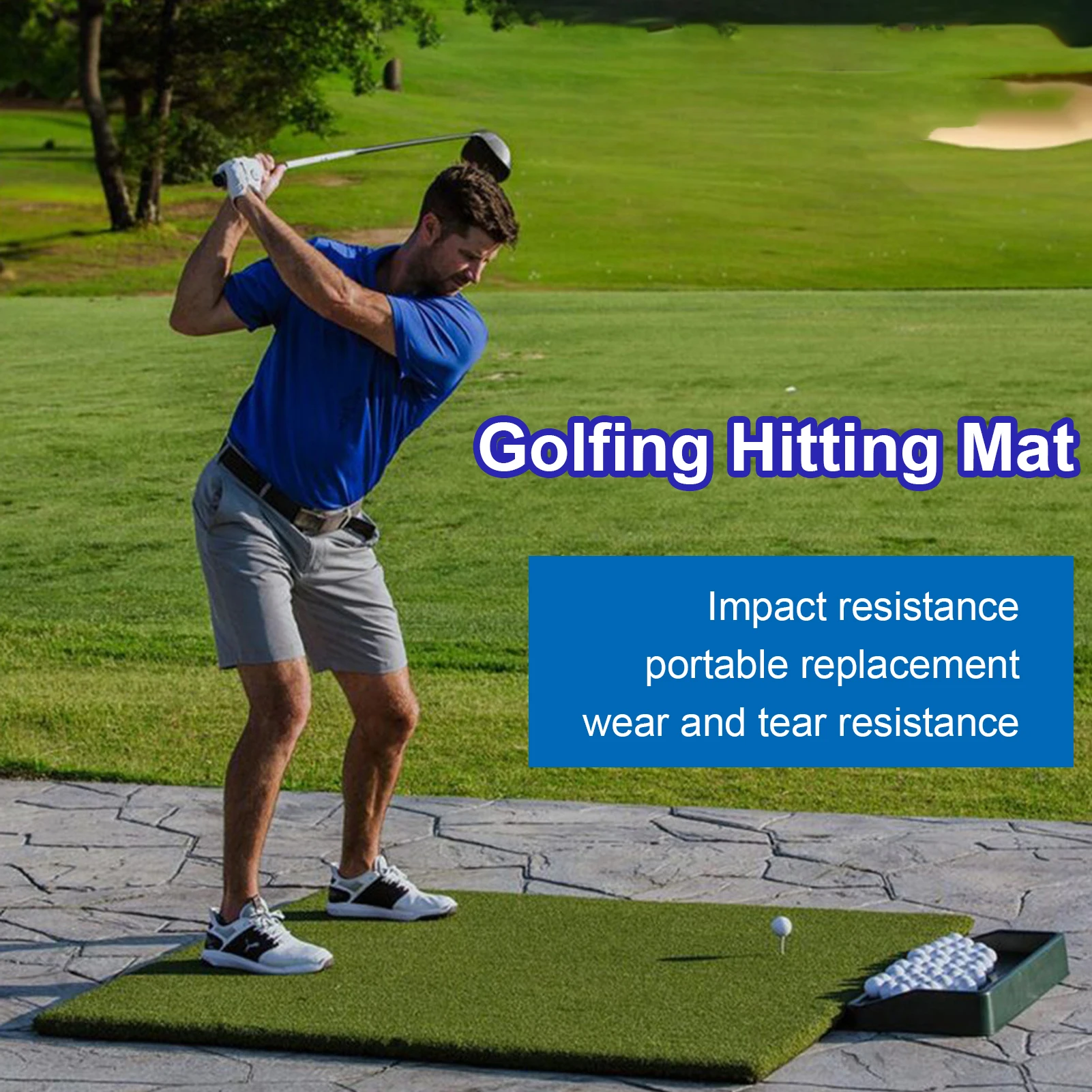 

Artificial Turf Golfing Mat 5x4FT Thickened Golfing Practice Hitting Mat with 9 Balls Indoors Outdoors Golfing Training Mat