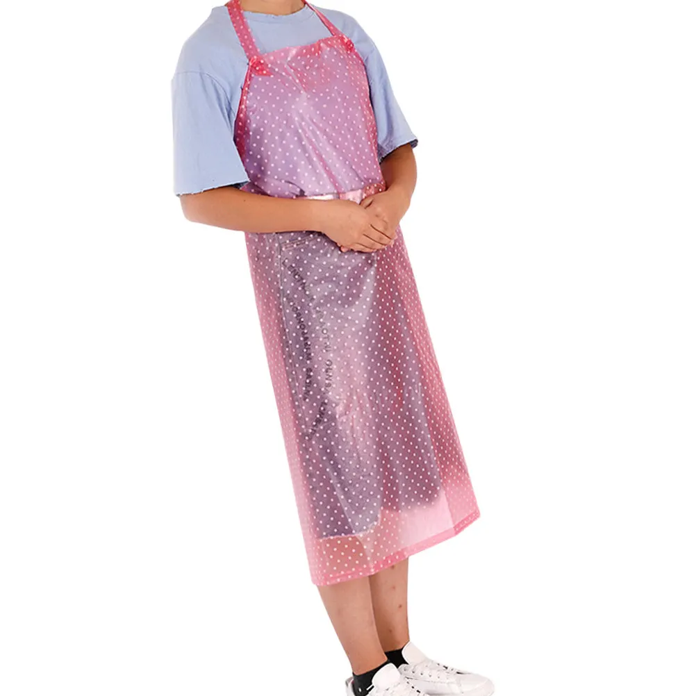 1pc Waterproof Apron Pink Transparent Pvc Oil-Proof Kitchen Cooking Sleeveless Pinafore Plastic Apron For Home Restaurant Use