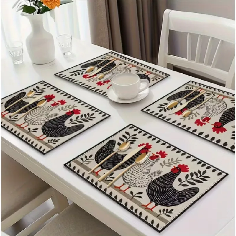 Vintage Rural Chicken Patterned Placemat Suitable for Birthd