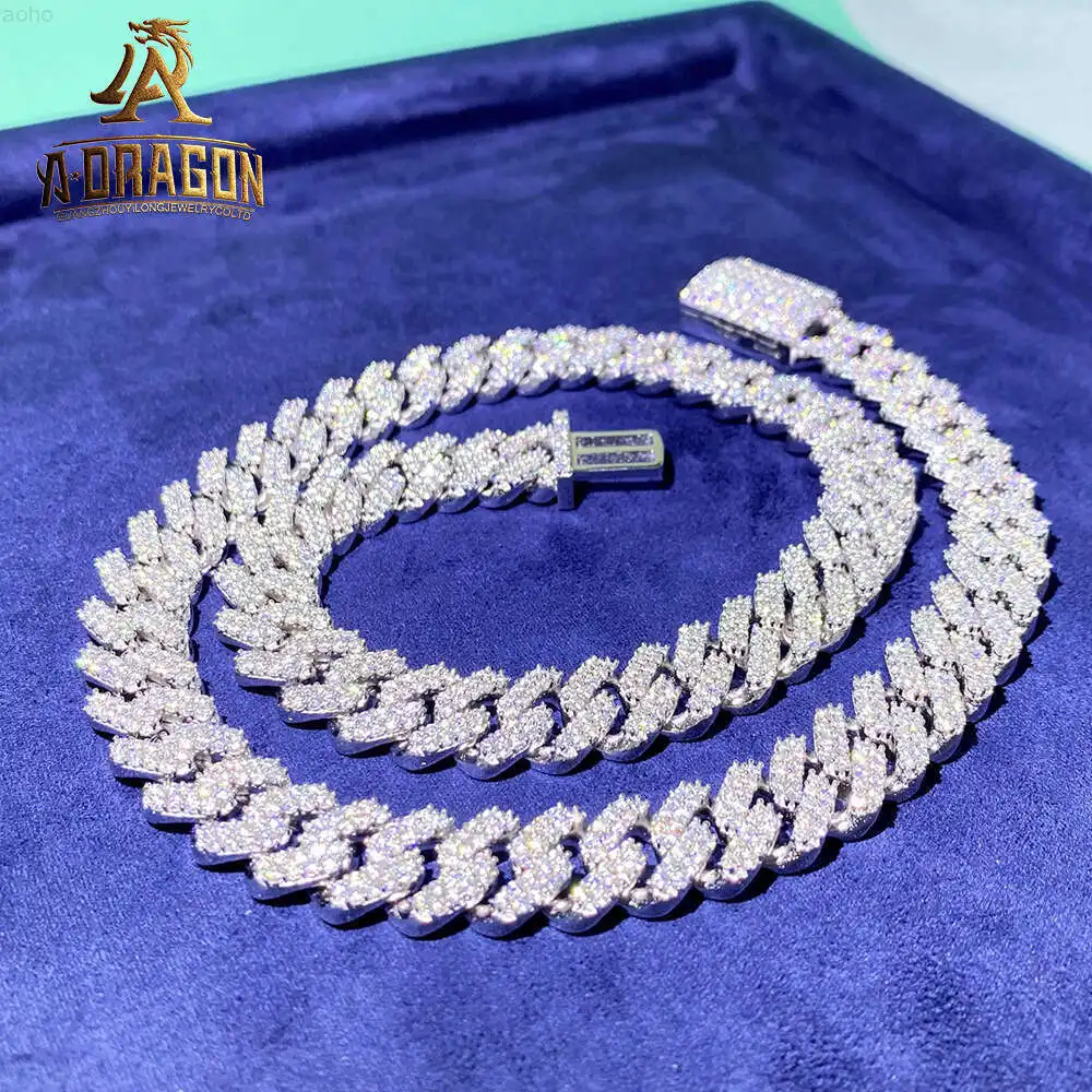 Popular Design 15mm Vvs Moissanite Diamond Prong Set Miami Cuban Link Chains with Certificate for Men