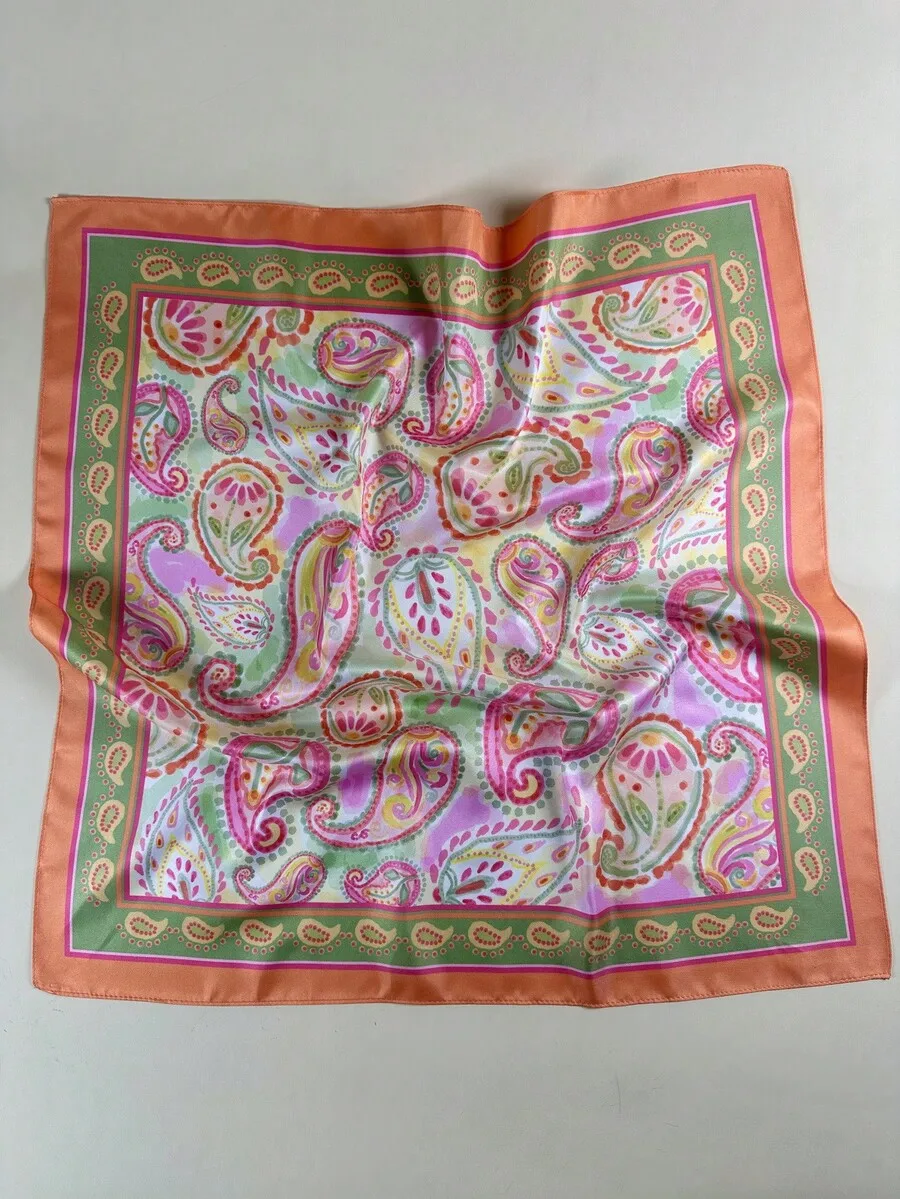 

Women's Elegant Paisley Print Satin Scarf for Neck Head or Beach Holiday Use