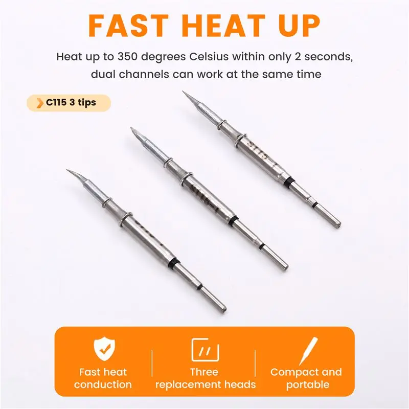 Aug. Compatible Soldering Station Handle C115 Soldering Iron Tips Replacement Tools Universal Soldering Table Iron Tips