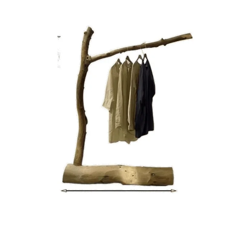 

Log coat rack floor art simple and practical solid wood bedroom floor type branch hanging hanger wabi sandy wind