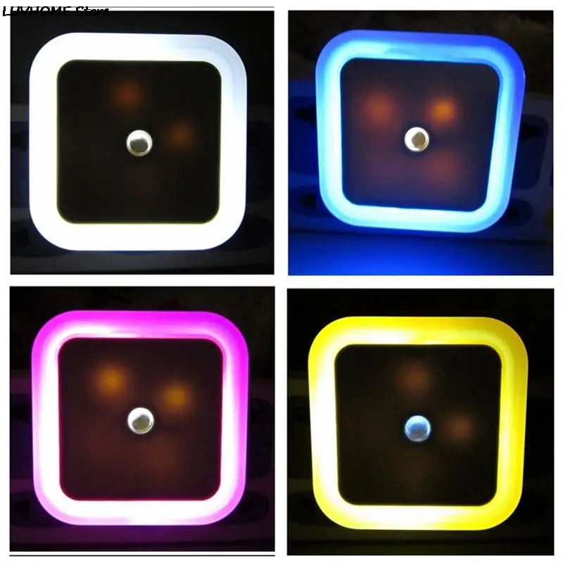 4 Color AC110-220V LED Night Light For Baby Mini LED 0.5W Night Light Control Auto Sensor Baby Bedroom Lamp Square