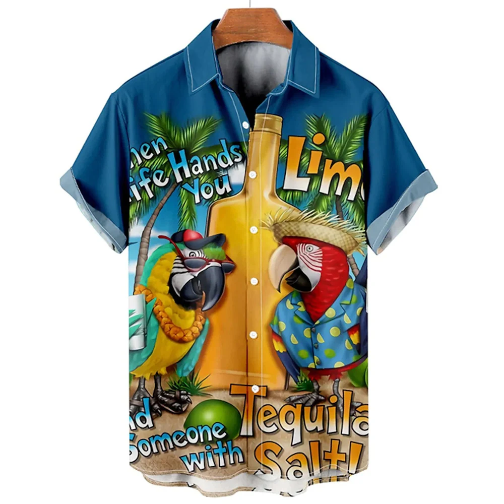 2022 Summer Men\'s Hawaiian Shirts Seaside Clothing Casual Coconut Tree Shirts Men\'s Retro Shirts Fashion Loose Short Sleeves 5xl