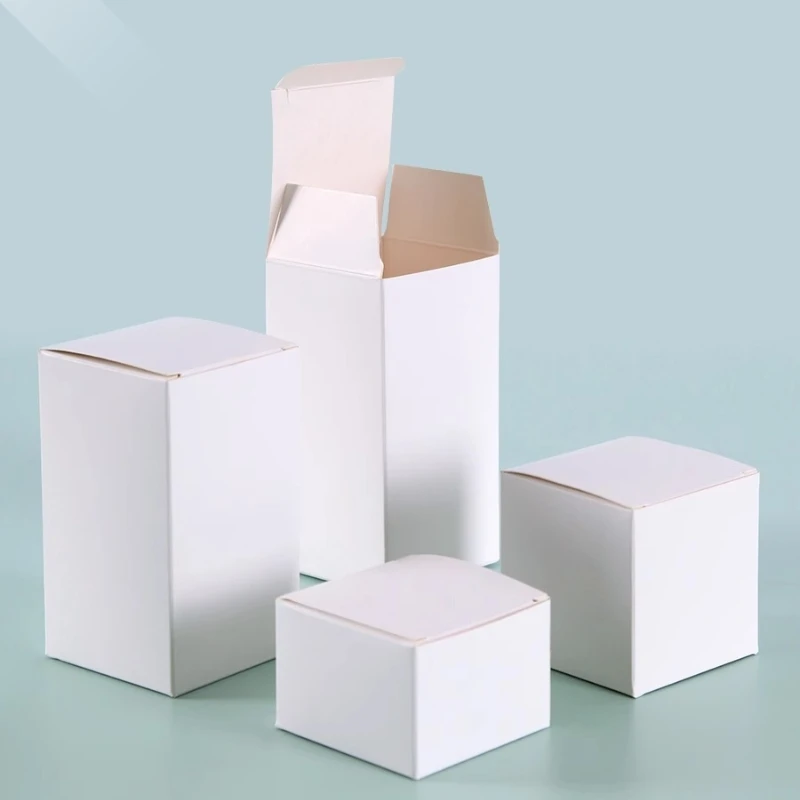 50 Pieces Brown Kraft Packaging Boxes Rectangle Thick White Paper Cardboard Box for Packing DIY Candy Handmade Soap Gift Boxes
