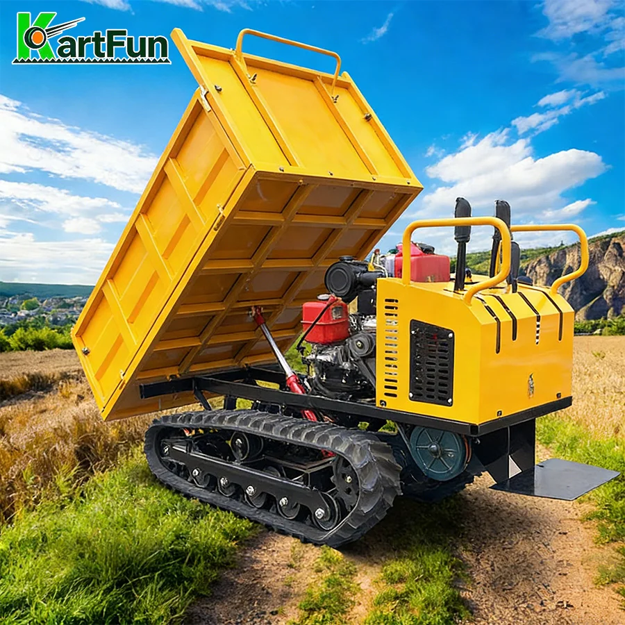 Diesel Powered Crawler Dumper 1 Ton 1.5 Ton 2 Ton All Terrain Track Carrier Stable Running for Mountain Hill Rough Road