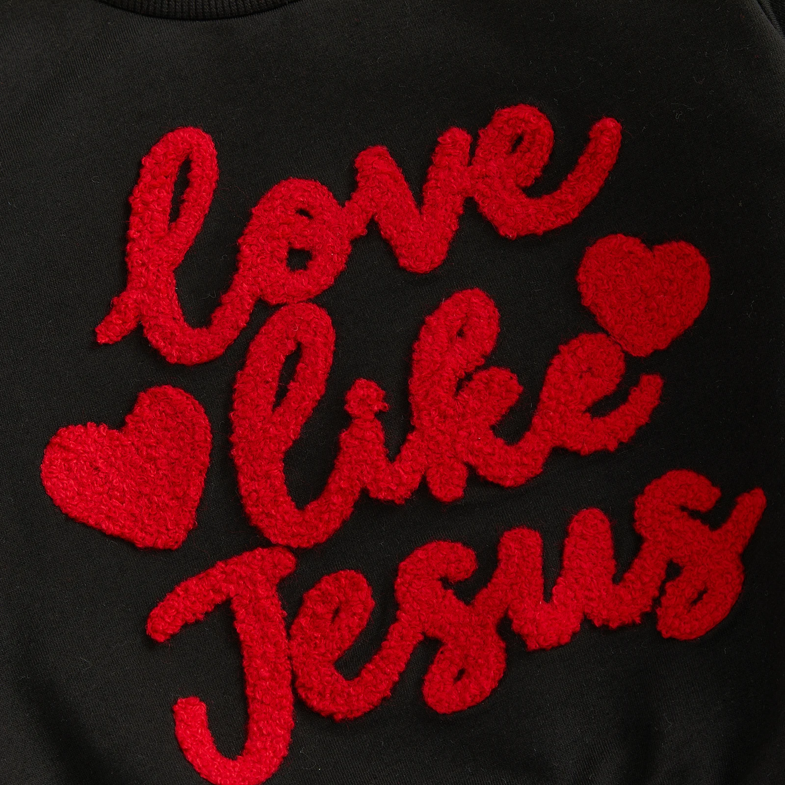 

Toddler Baby Valentines Outfit Letter Love Heart Embroidered Crew Neck Long Sleeve Sweatshirt and Pants 2 Pcs Set