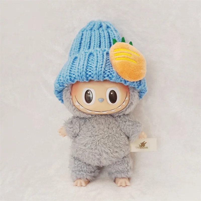 17cm Labubu Doll Clothes Accessories Cute Knitted Beanies Hat Changing Dressing Game Fans Toys