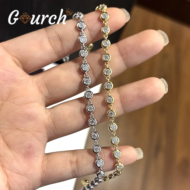 

Gourch Bubble Moissanite Bracelet S925 Sterling Silver for Women Full Diamond Trendy Dainty Birthday Party Gifts Luxury Jewelry