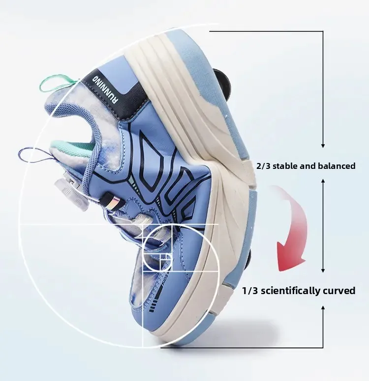 

High-quality four-wheel sports roller skating children's shoes, cute boys' and girls' outdoor walking shoes kids sneakers