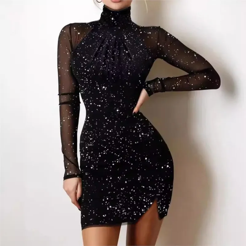 فستان سهرة فساتين فيستدوس 2025 ملابس نسائية مثيرة مزاجه أنيقة بلون عاري الكتفين دانتيل Bodycon Silm #3