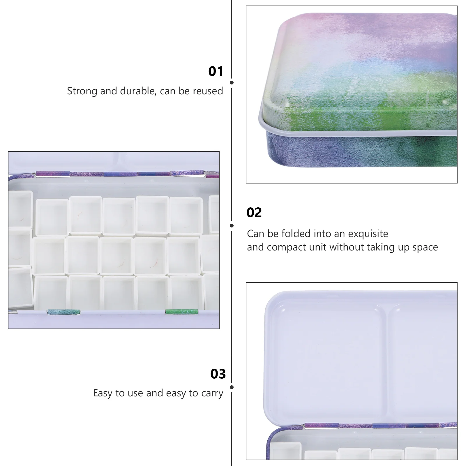 

1 Set Empty Watercolor Tin Box Portable Art Paint Palette For Artists Students Color Mixing Tray Watercolor Pigment Storage Case