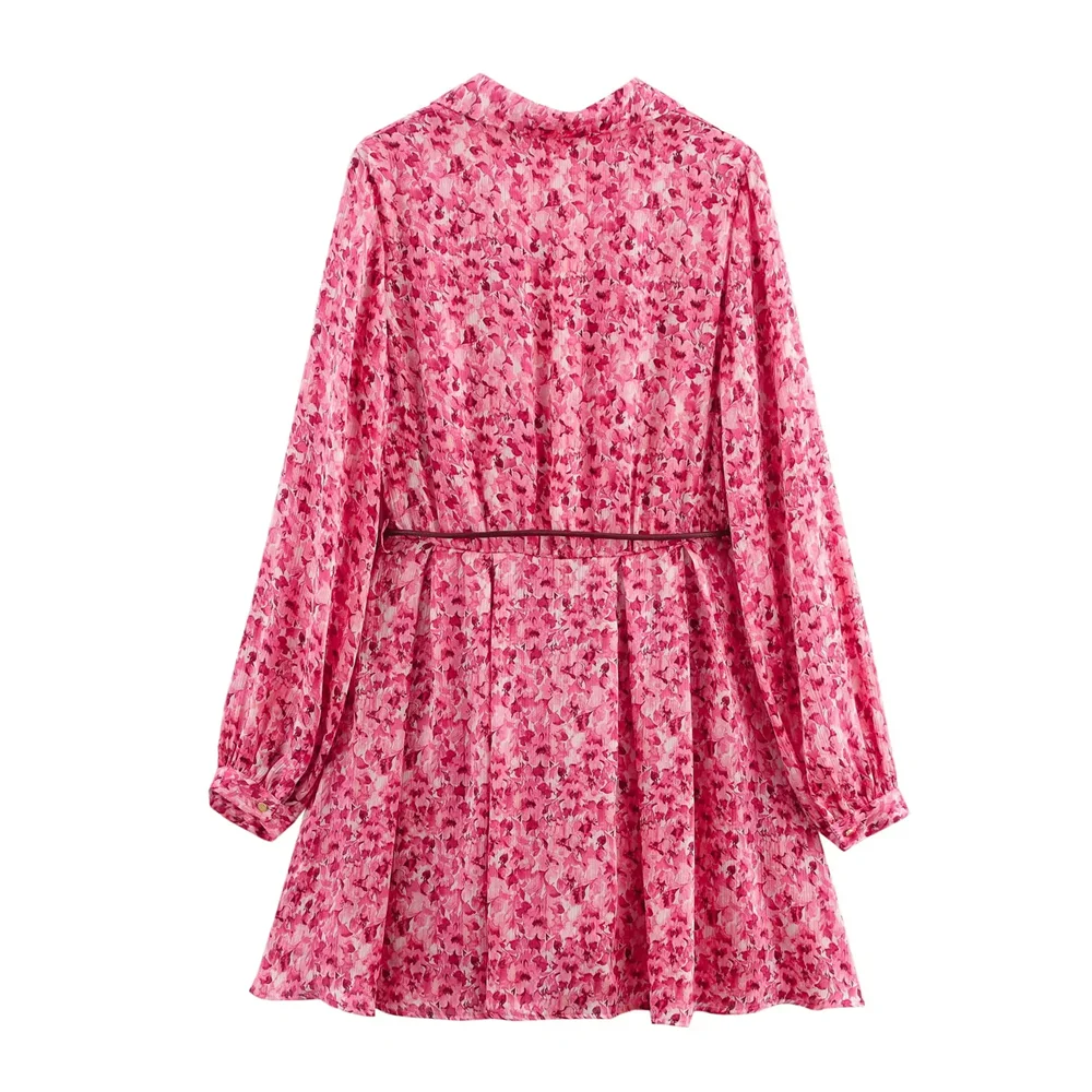   เดรสลายดอกไม้ คอวี แขนยาว ทรงหลวม สไตล์ลำลอง อเนกประสงค์ กระโปรงสั้น สำหรับฤดูร้อน ปี 2025 เสื้อผ้าผู้หญิงแบบใหม่