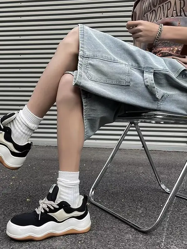 

Летние тонкие прямые джинсы orts, мужские свободные джинсы длиной пять четвертей, американские повседневные однотонные молодежные модные джинсы