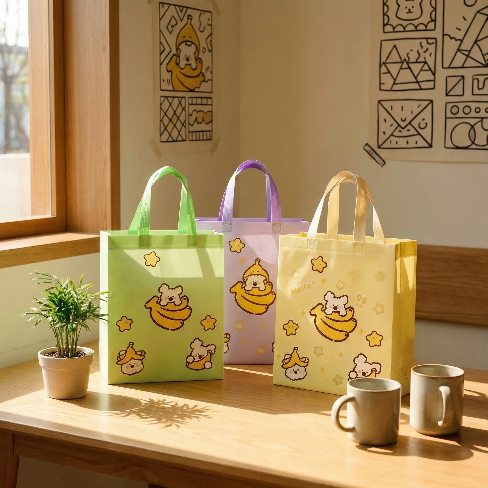 

12pcs Kids Cartoon Gift Tote Bags Non Woven Waterproof Shopping Bags for Children Day Party Favor School Book Bags